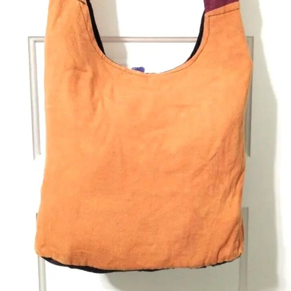 Nepal BOHO SLOW LIFE Orange Red 100% COTTON Hobo Crossbody Shoulder Bag Turtle - Picture 4 of 14